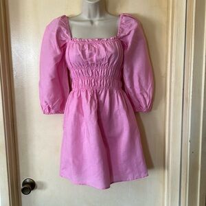 Charlie Holiday bubblegum pink linen mini dress size 4